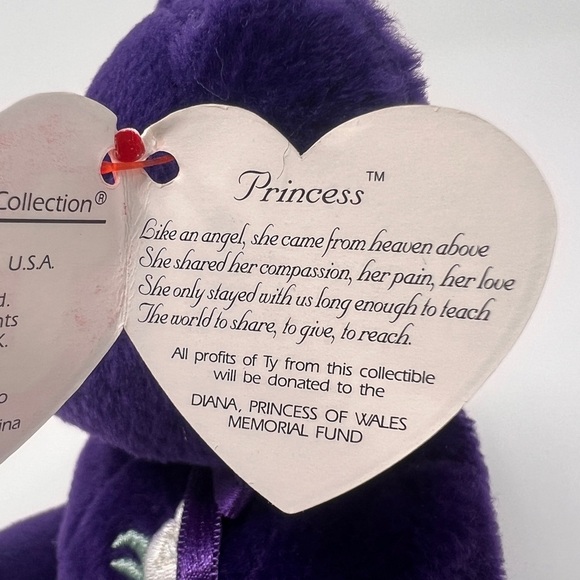 TY Princess Diana Commemorative Purple Vintage 1997 Beanie Baby With Errors - Picture 8 of 10